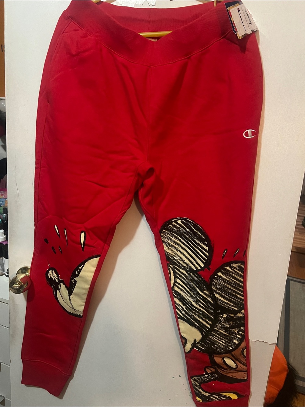 Champion men Red Mickey Graphic Jogger Bottoms